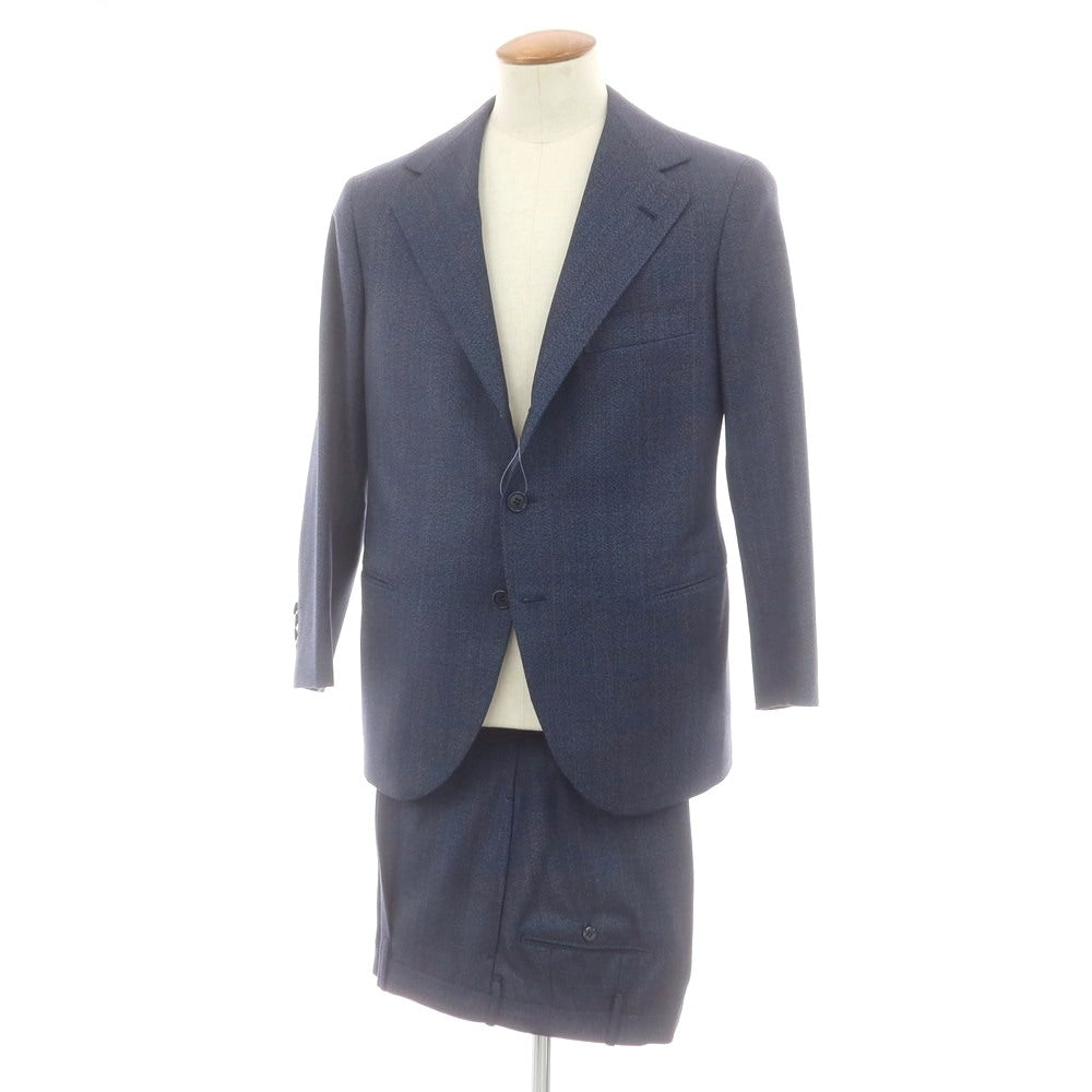 【中古】リベラーノ&リベラーノ LIVERANO&LIVERANO ウール チェック 3つボタンスーツ ネイビーブルーxグレー【 表記なし(M位) 】【 状態ランクB 】【 メンズ 】