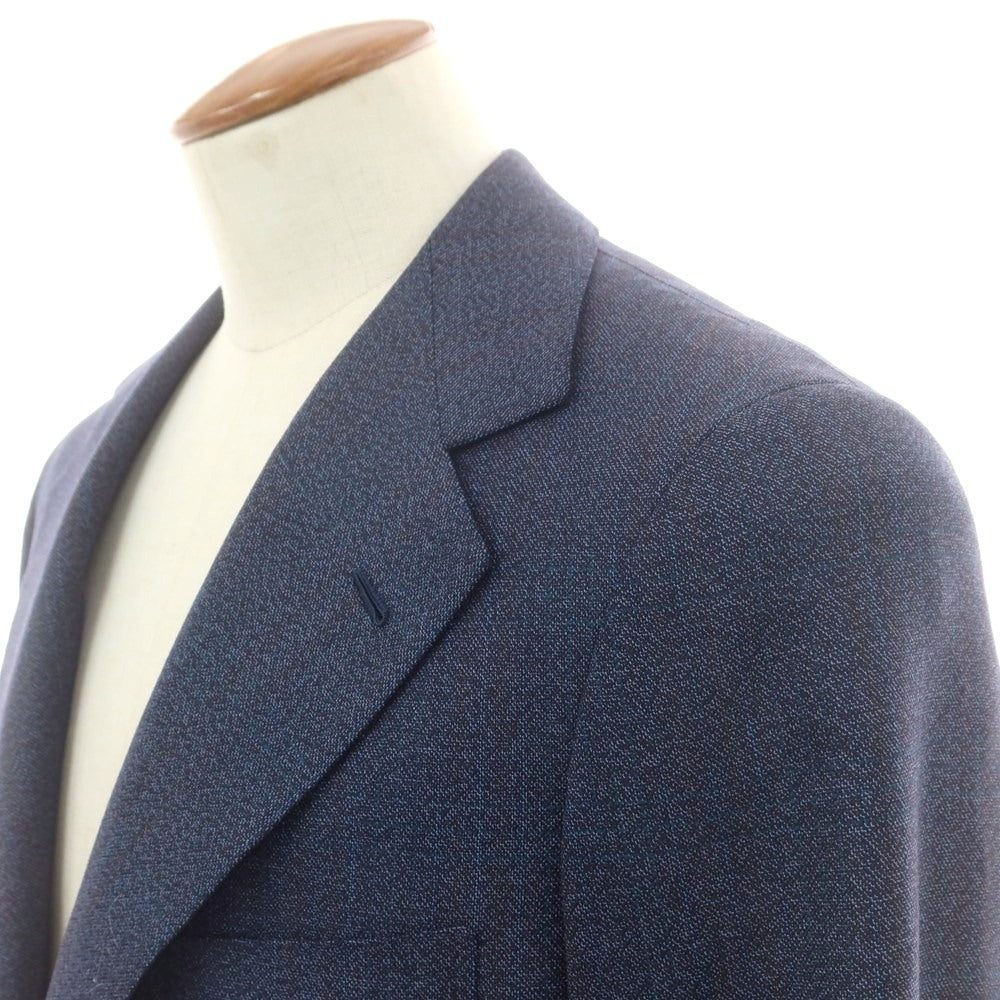 【中古】リベラーノ&リベラーノ LIVERANO&LIVERANO ウール チェック 3つボタンスーツ ネイビーブルーxグレー【 表記なし(M位) 】【 状態ランクB 】【 メンズ 】