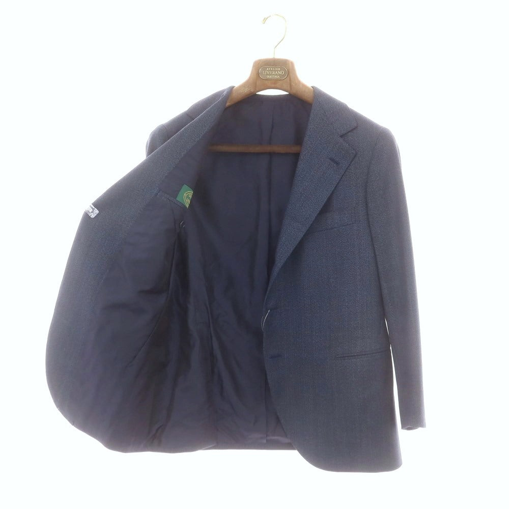 【中古】リベラーノ&リベラーノ LIVERANO&LIVERANO ウール チェック 3つボタンスーツ ネイビーブルーxグレー【 表記なし(M位) 】【 状態ランクB 】【 メンズ 】