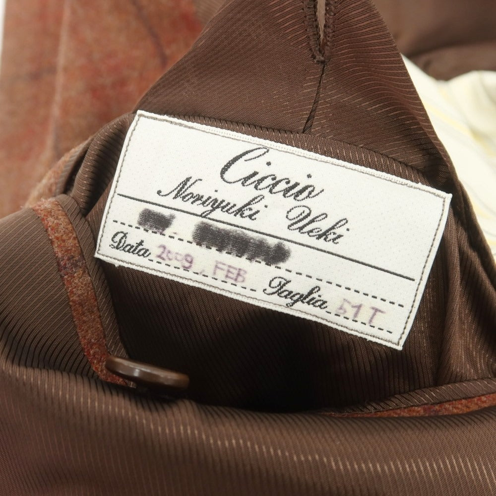 【中古】サルトリア チッチオ Sartoria Ciccio ウール系 チェック 3つボタンスーツ ブラウンxネイビー【 51 】【 状態ランクB 】【 メンズ 】