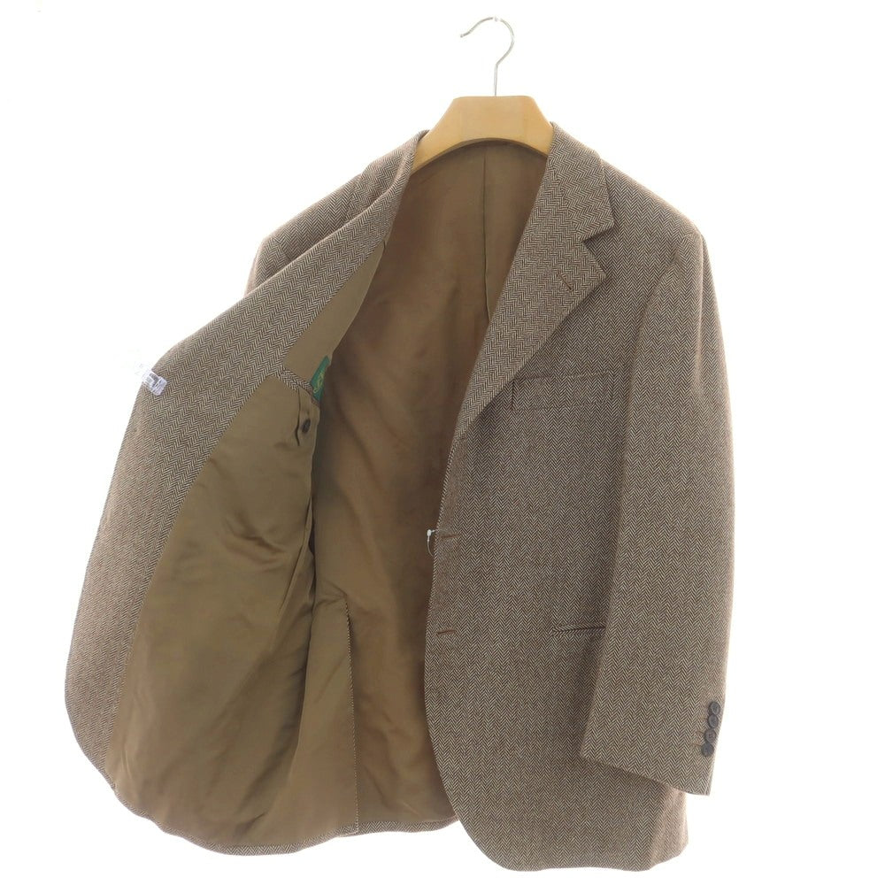 【中古】リベラーノ&リベラーノ LIVERANO&LIVERANO ウール ヘリンボーン 3B テーラードジャケット ブラウンxホワイト【 表記なし(L位) 】【 状態ランクB 】【 メンズ 】