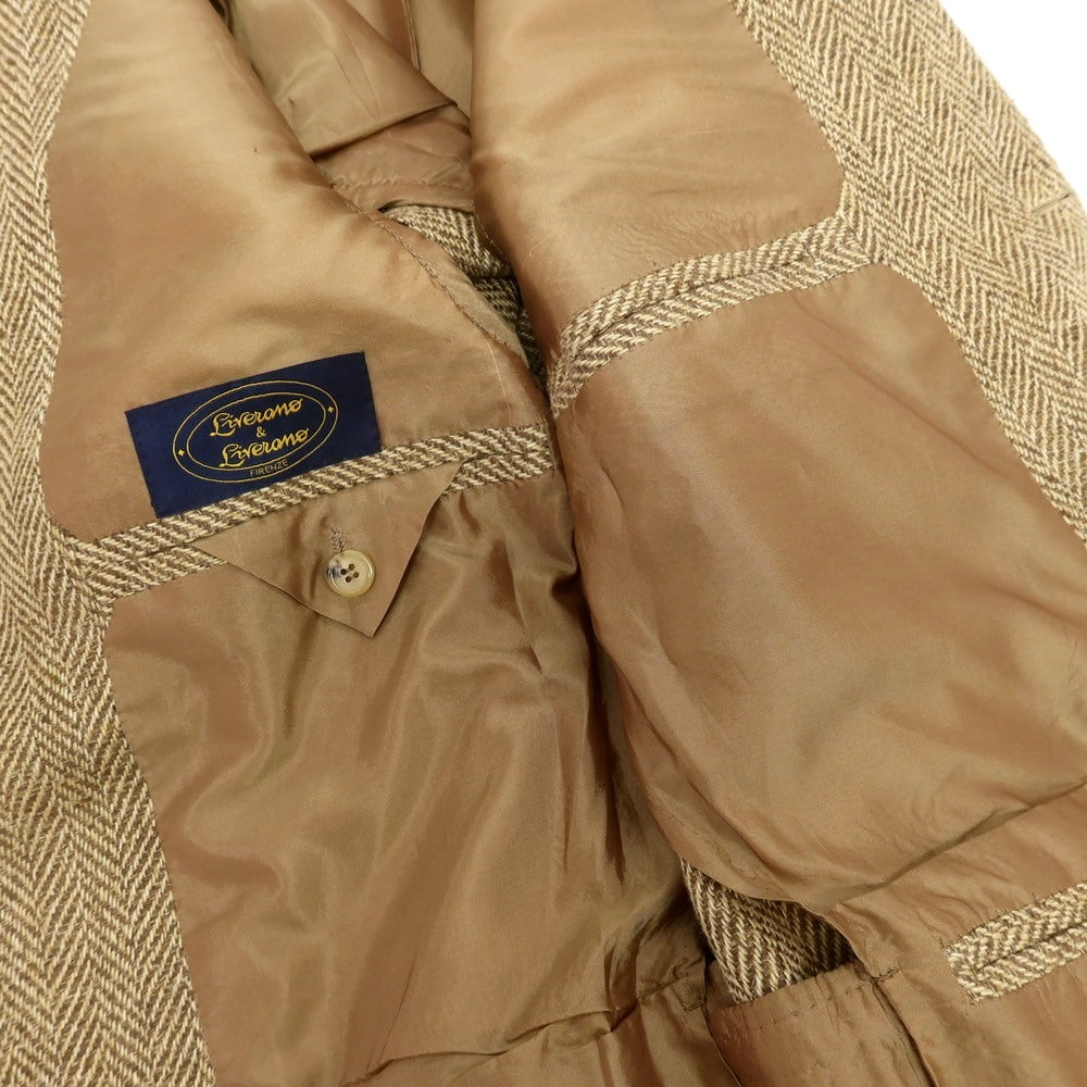 【中古】リベラーノ&リベラーノ LIVERANO&LIVERANO リネン ヘリンボーン 3B テーラードジャケット ベージュxブラウン【 表記なし(M位) 】【 状態ランクB 】【 メンズ 】