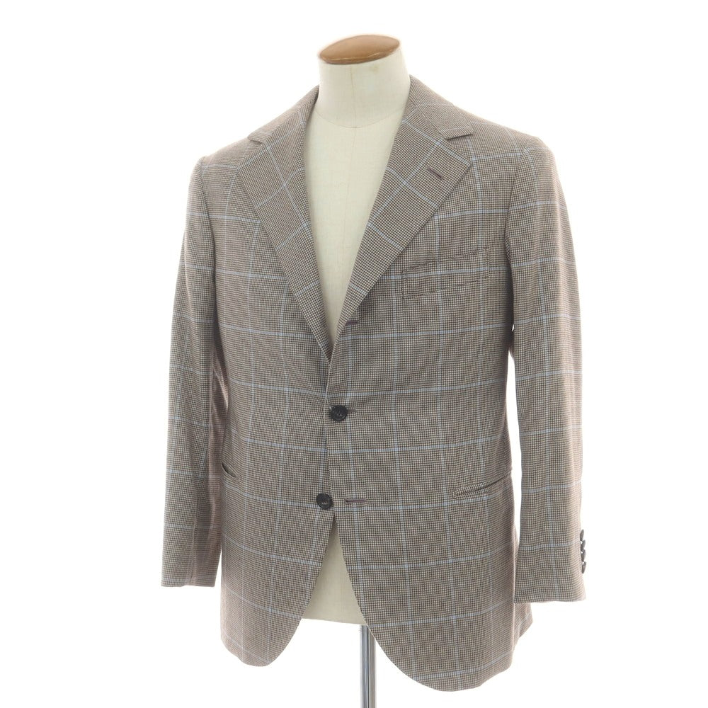 【中古】リベラーノ&リベラーノ LIVERANO&LIVERANO ウール チェック 3B テーラードジャケット グレーxブラウン【 表記なし(M位) 】【 状態ランクB 】【 メンズ 】