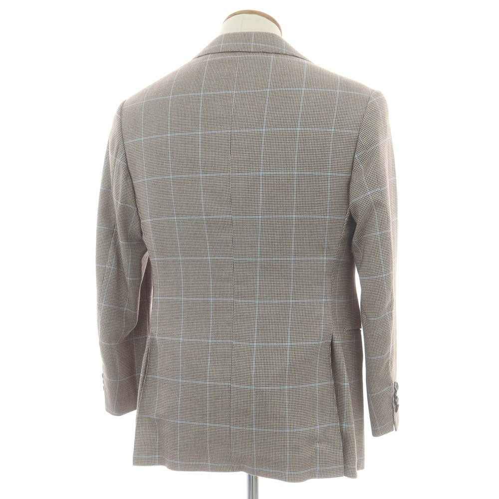 【中古】リベラーノ&リベラーノ LIVERANO&LIVERANO ウール チェック 3B テーラードジャケット グレーxブラウン【 表記なし(M位) 】【 状態ランクB 】【 メンズ 】