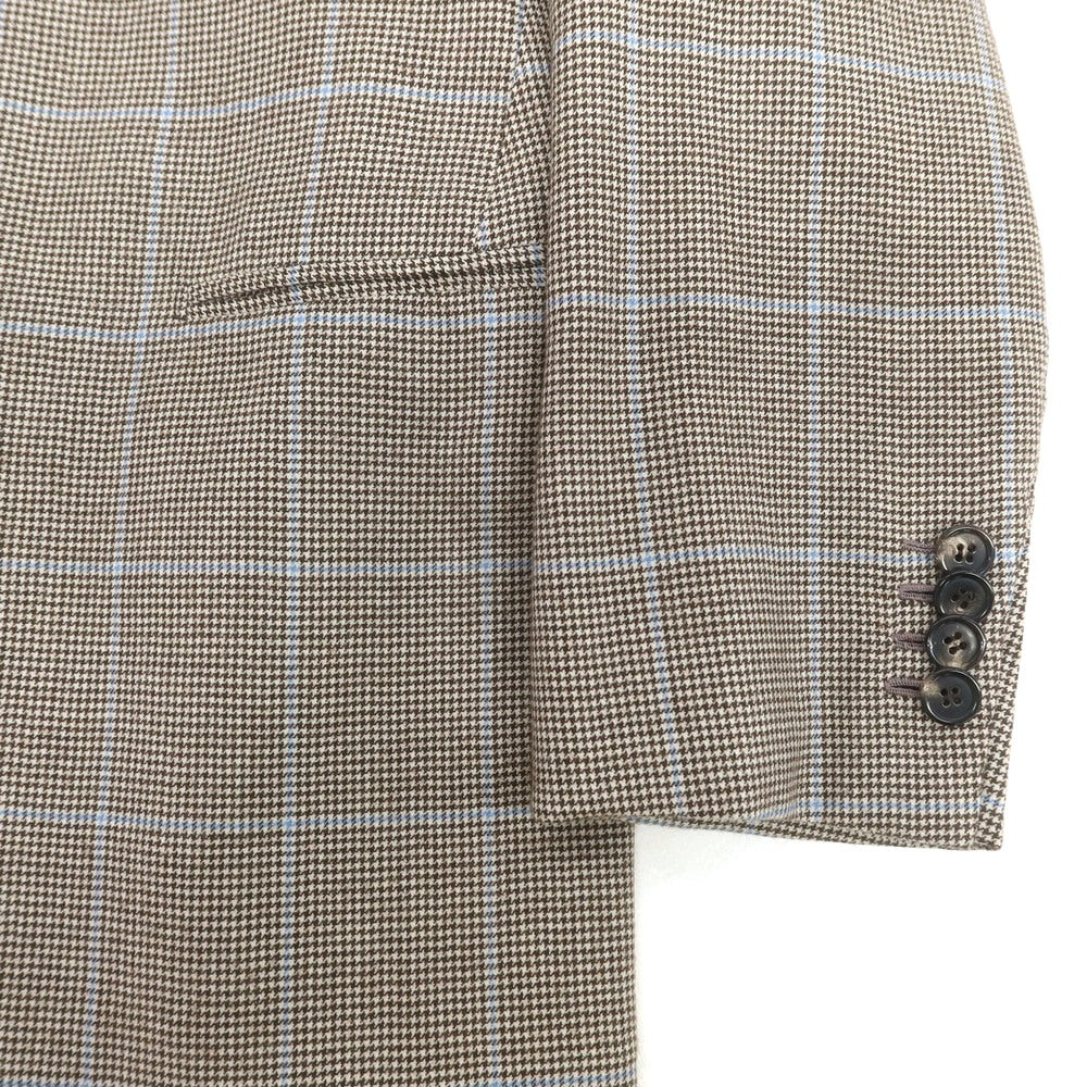【中古】リベラーノ&リベラーノ LIVERANO&LIVERANO ウール チェック 3B テーラードジャケット グレーxブラウン【 表記なし(M位) 】【 状態ランクB 】【 メンズ 】