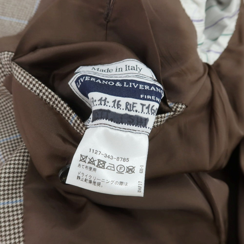 【中古】リベラーノ&リベラーノ LIVERANO&LIVERANO ウール チェック 3B テーラードジャケット グレーxブラウン【 表記なし(M位) 】【 状態ランクB 】【 メンズ 】
