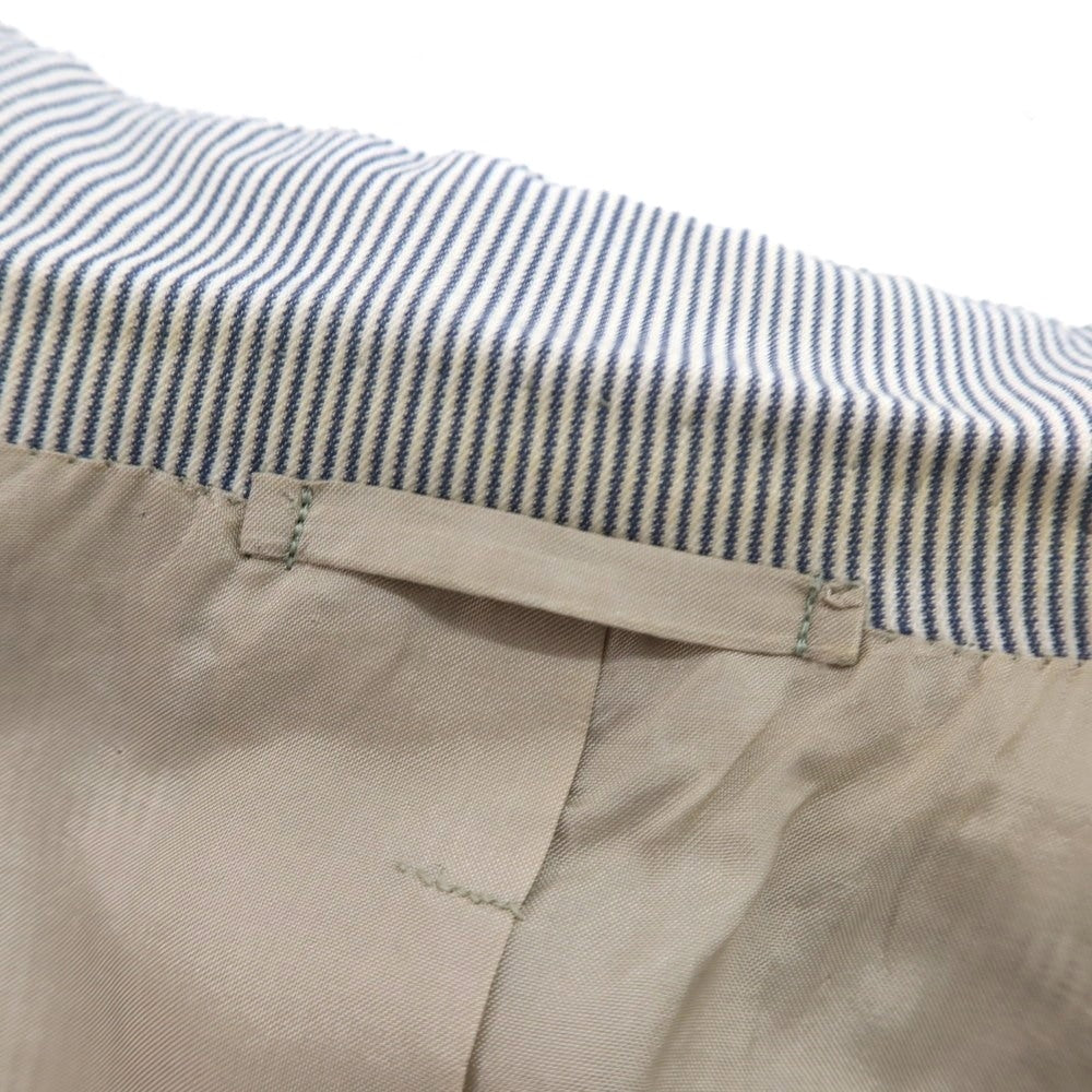 【中古】リベラーノ&リベラーノ LIVERANO&LIVERANO コットン ストライプ 2B テーラードジャケット ブルーxホワイト【 表記なし(S位) 】【 状態ランクC 】【 メンズ 】