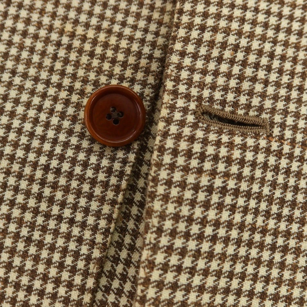【中古】コスタンティーノ COSTANTINO ウール系 ハウンドトゥース 3B テーラードジャケット ベージュxブラウン【 表記なし(L位) 】【 状態ランクB 】【 メンズ 】
