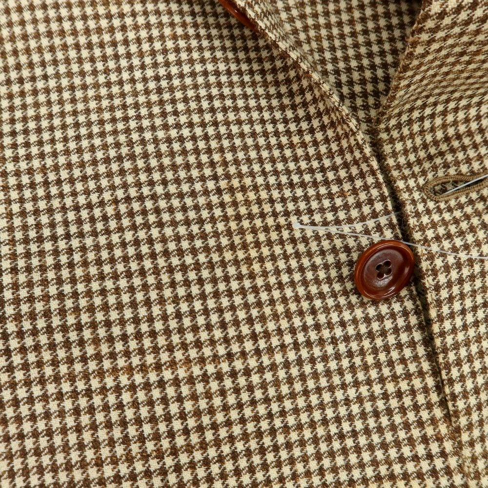 【中古】コスタンティーノ COSTANTINO ウール系 ハウンドトゥース 3B テーラードジャケット ベージュxブラウン【 表記なし(L位) 】【 状態ランクB 】【 メンズ 】