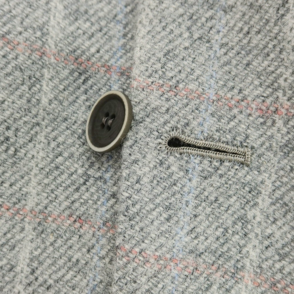 【中古】ルカ ベルディッキオ LUCA VERDICCHIO ウール系 チェック 3B テーラードジャケット ライトグレーxピンク【 表記なし(M位) 】【 状態ランクC 】【 メンズ 】