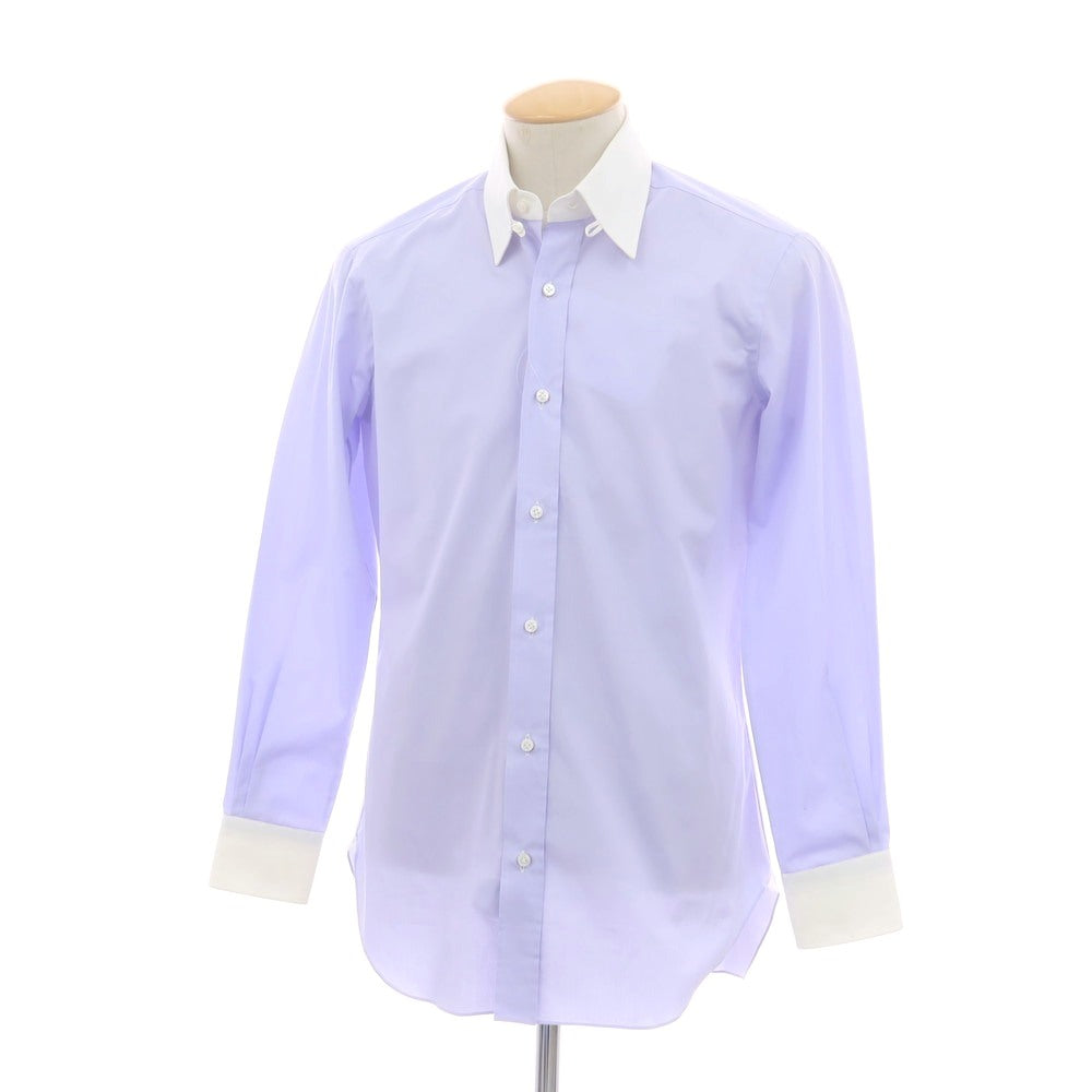 【中古】バルバ BARBA コットン タブカラー クレリック ドレスシャツ ラベンダーxホワイト【 38 】【 状態ランクB 】【 メンズ 】