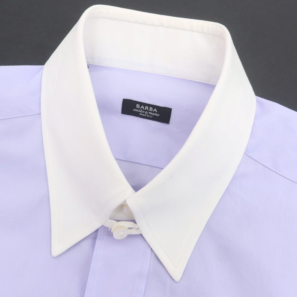 【中古】バルバ BARBA コットン タブカラー クレリック ドレスシャツ ラベンダーxホワイト【 38 】【 状態ランクB 】【 メンズ 】