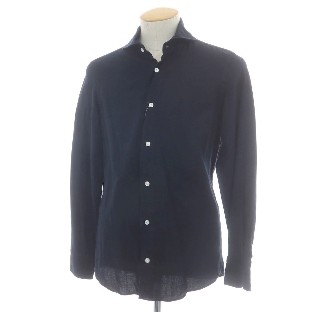 【中古】フィナモレ Finamore コットン カッタウェイ カジュアルシャツ ブラックネイビー系【 S 】【 状態ランクB 】【 メンズ 】