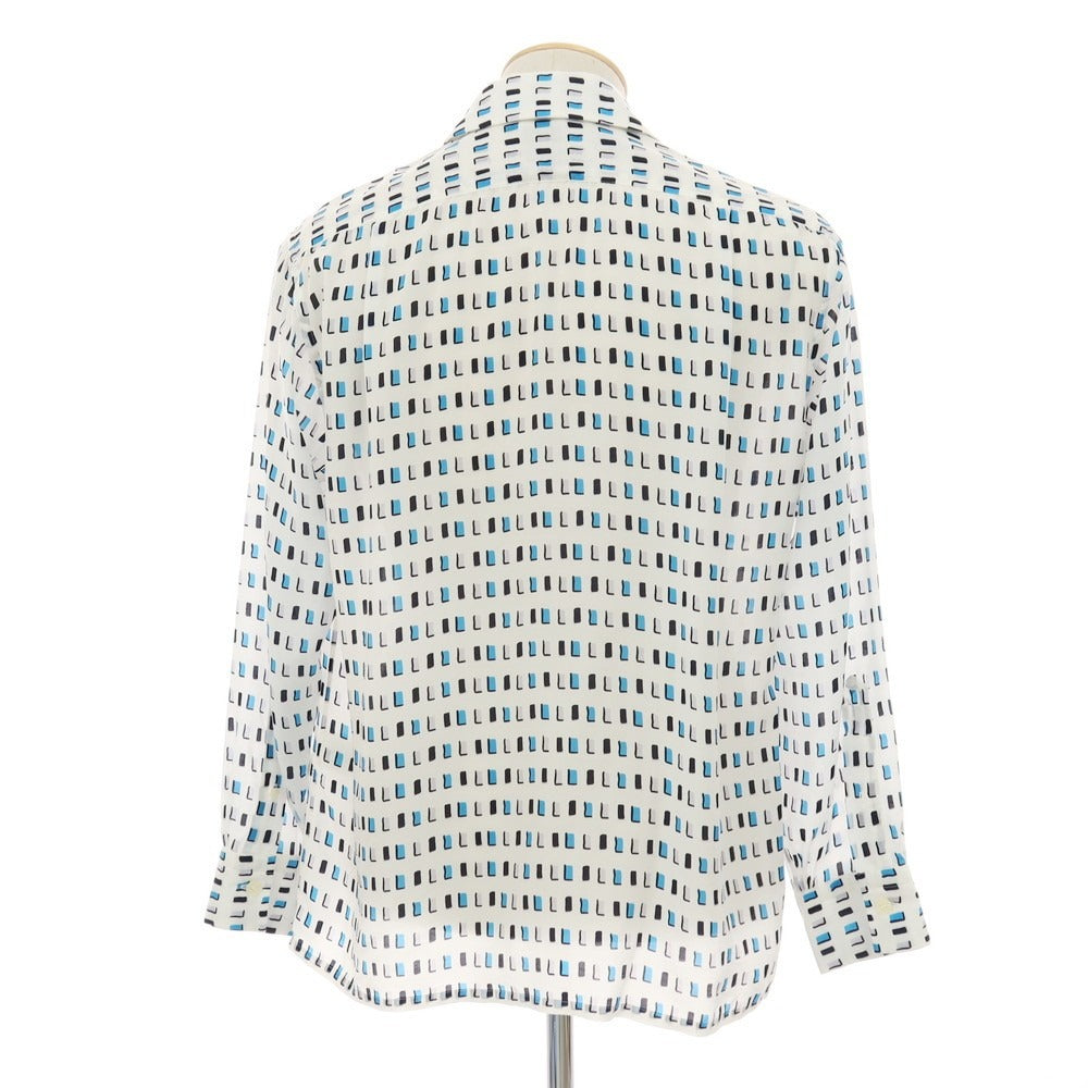 【中古】マンド Mando セルロースキュプラ 総柄 プリント カジュアルシャツ ホワイトxブルー【サイズ1】【 状態ランクA 】【 メンズ 】