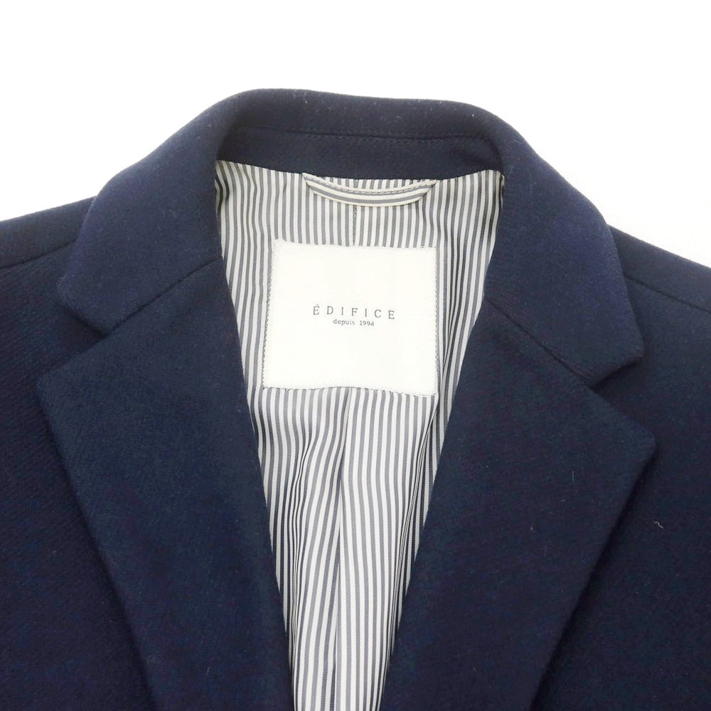 【中古】エディフィス EDIFICE ウール チェスターフィールドコート ネイビー【 M 】【 状態ランクC 】【 メンズ 】