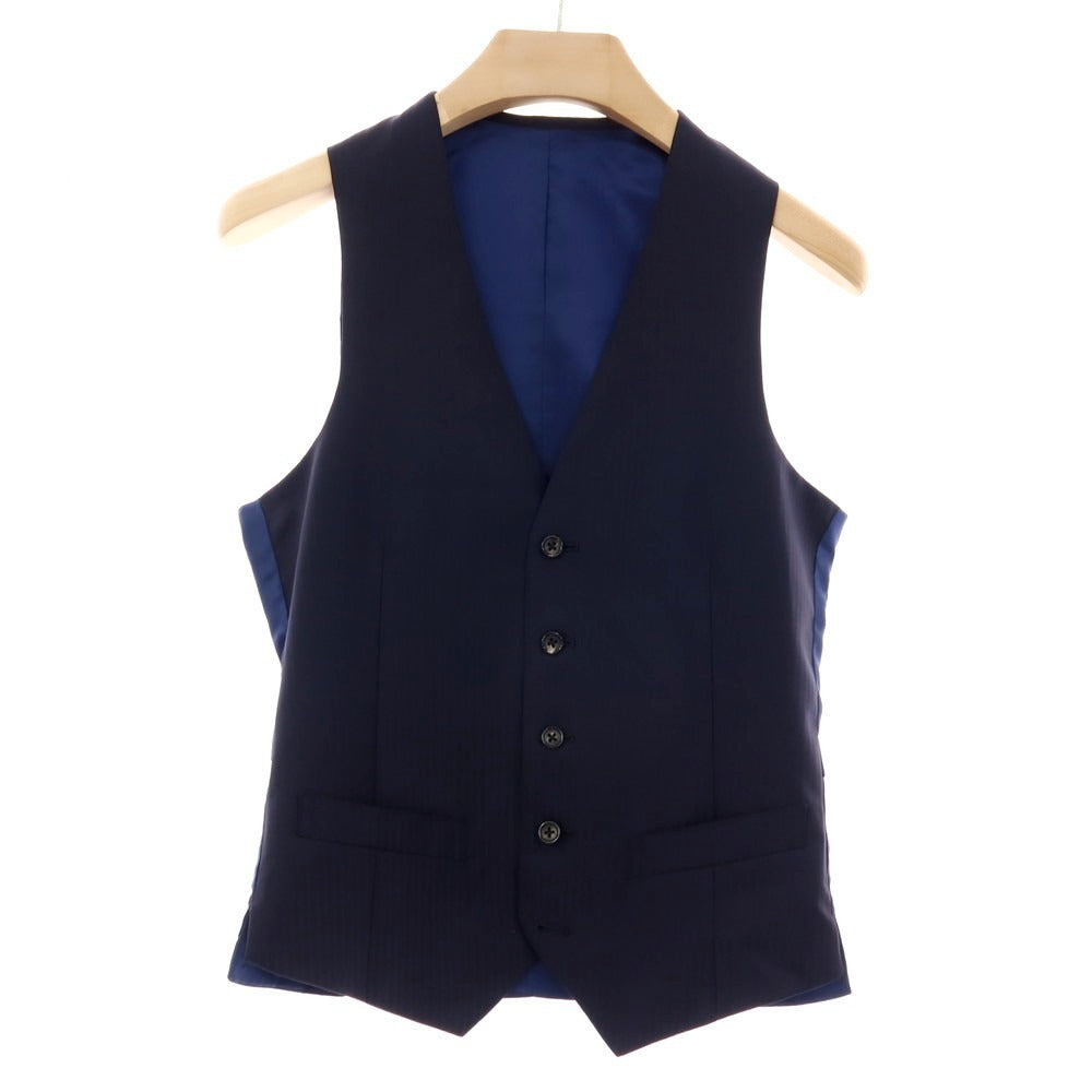 【中古】アザブテーラー azabu tailor ウール シャドウストライプ スリーピース 2つボタンスーツ ネイビー【サイズ上44/下79/ジレ46】【 状態ランクB 】【 メンズ 】