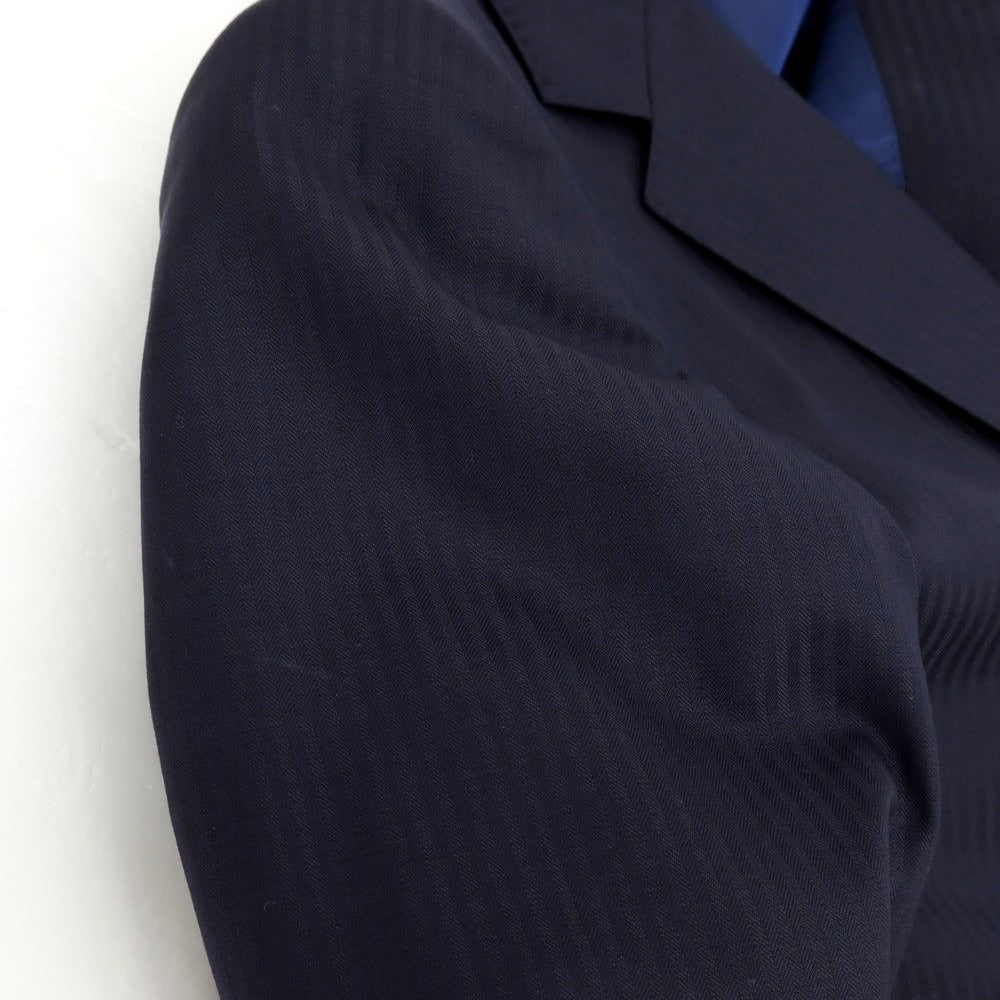 【中古】アザブテーラー azabu tailor ウール シャドウストライプ スリーピース 2つボタンスーツ ネイビー【サイズ上44/下79/ジレ46】【 状態ランクB 】【 メンズ 】