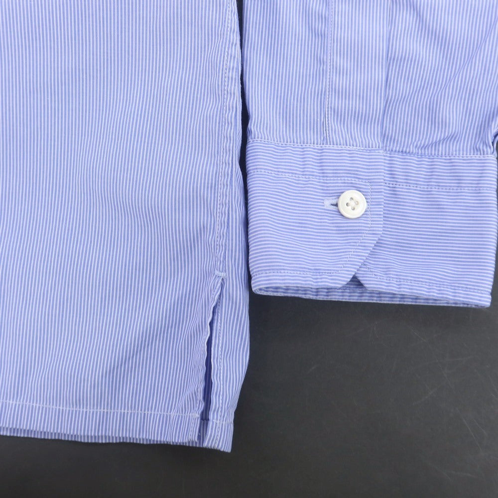 【中古】サルヴァトーレピッコロ Salvatore Piccolo EDIFICE別注 コットン ストライプ バンドカラー カジュアルシャツ ブルーxホワイト【 L 】【 状態ランクC 】【 メンズ 】