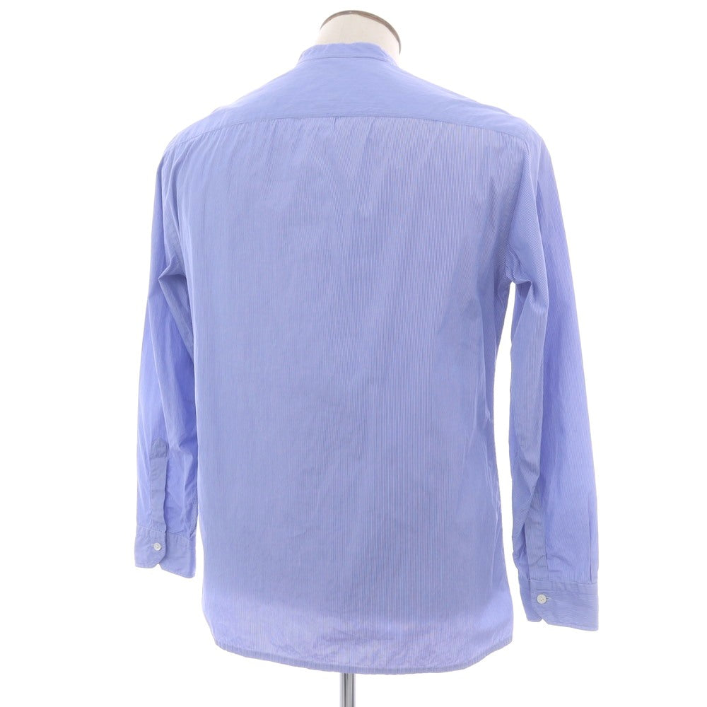 【中古】サルヴァトーレピッコロ Salvatore Piccolo EDIFICE別注 コットン ストライプ バンドカラー カジュアルシャツ ブルーxホワイト【 L 】【 状態ランクC 】【 メンズ 】