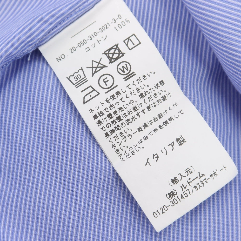 【中古】サルヴァトーレピッコロ Salvatore Piccolo EDIFICE別注 コットン ストライプ バンドカラー カジュアルシャツ ブルーxホワイト【 L 】【 状態ランクC 】【 メンズ 】