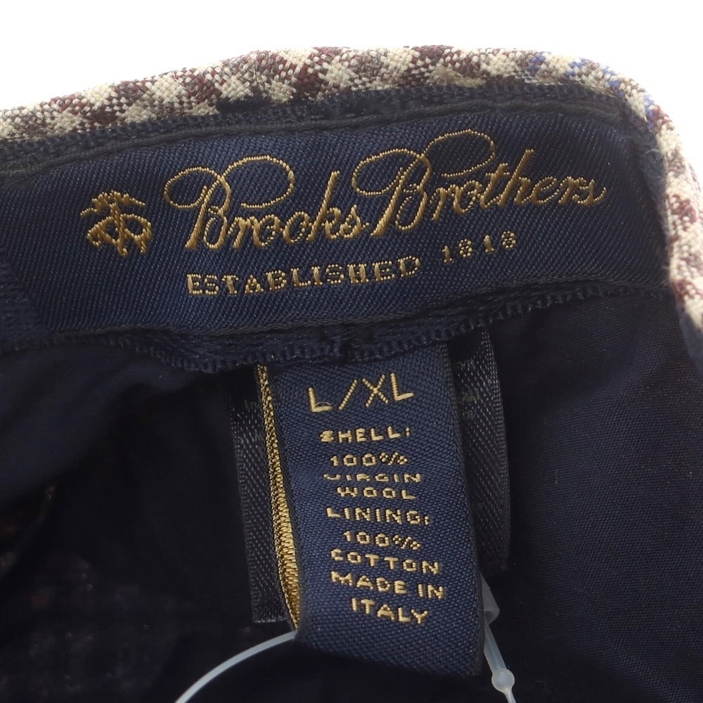 【中古】ブルックスブラザーズ Brooks Brothers ウール チェック ハンチング ベージュxブラウン【 L/XL 】【 状態ランクB 】【 メンズ 】