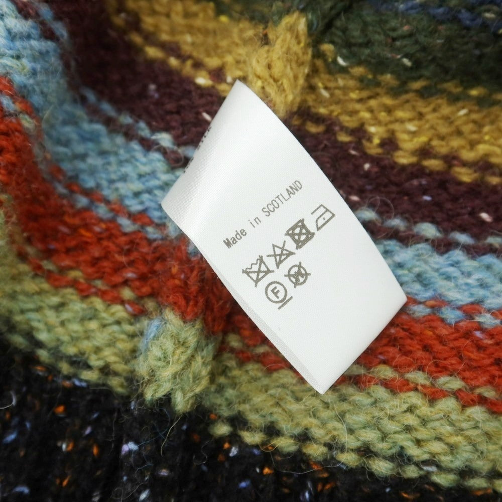 【中古】マカラスター Macalastair ウールシルク ボーダー クルーネック プルオーバーニット マルチカラー【 38 】【 状態ランクA 】【 メンズ 】