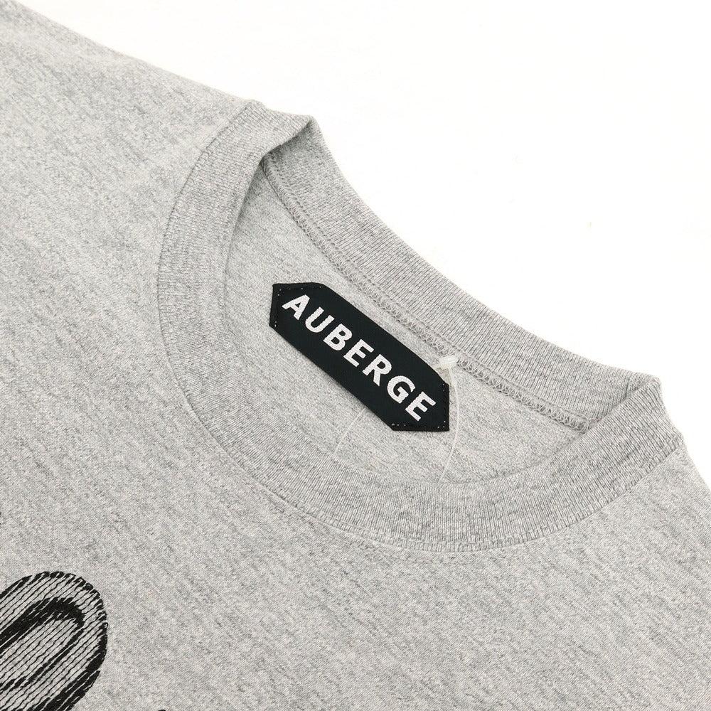 【中古】オーベルジュ AUBERGE コットンレーヨン 刺しゅうロゴ クルーネック 半袖Tシャツ グレー【サイズ38】【 状態ランクA 】【 メンズ 】