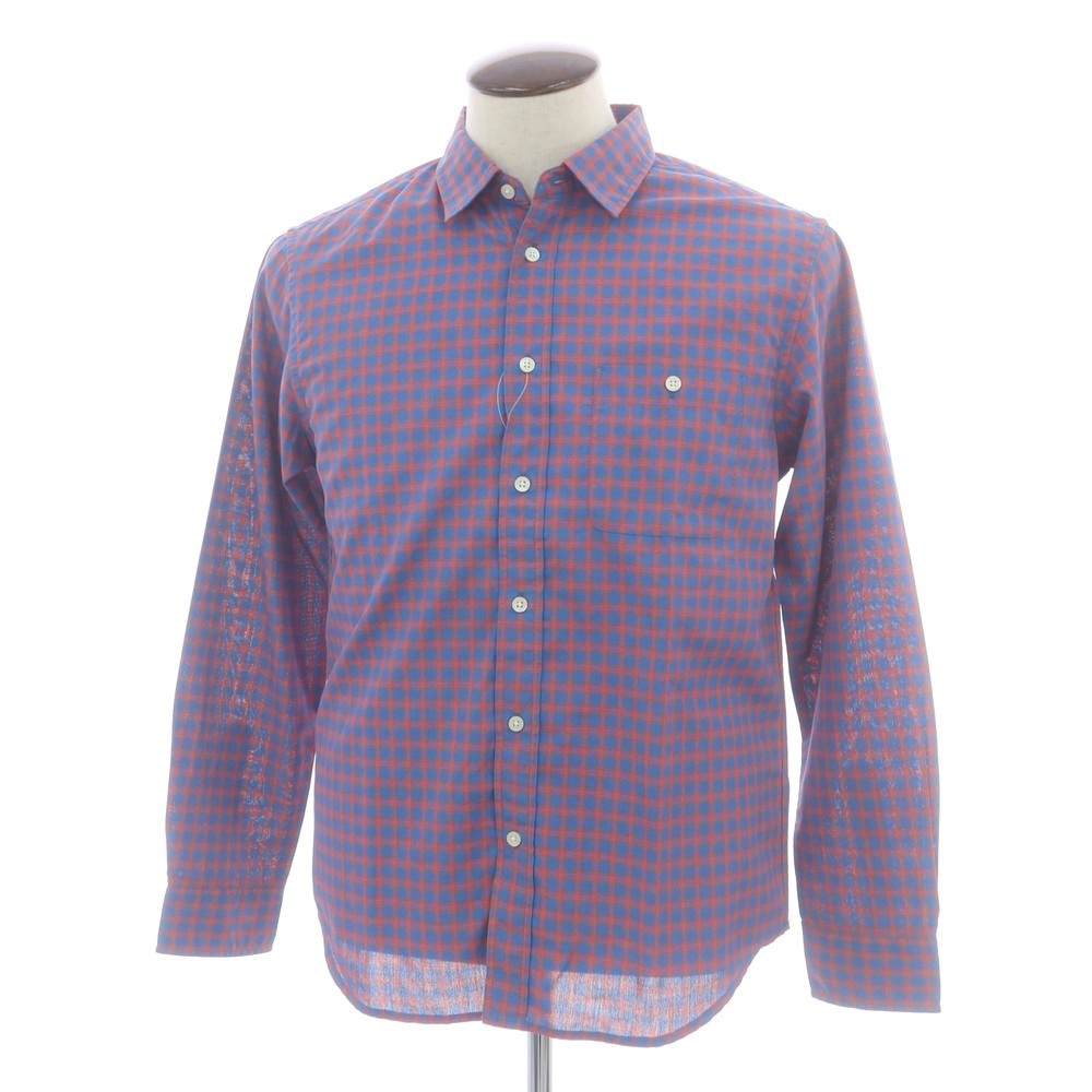 【中古】ザノースフェイス THE NORTH FACE ポリエステルマキシフレッシュ チェック カジュアルシャツ ライトブルーxオレンジ【 L 】【 状態ランクB 】【 メンズ 】