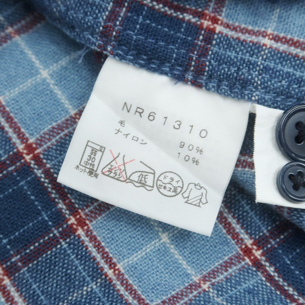 【中古】ザノースフェイス THE NORTH FACE ウールナイロン チェック ボタンダウン カジュアルシャツ ライトブルーxダークレッド【 L 】【 状態ランクB 】【 メンズ 】