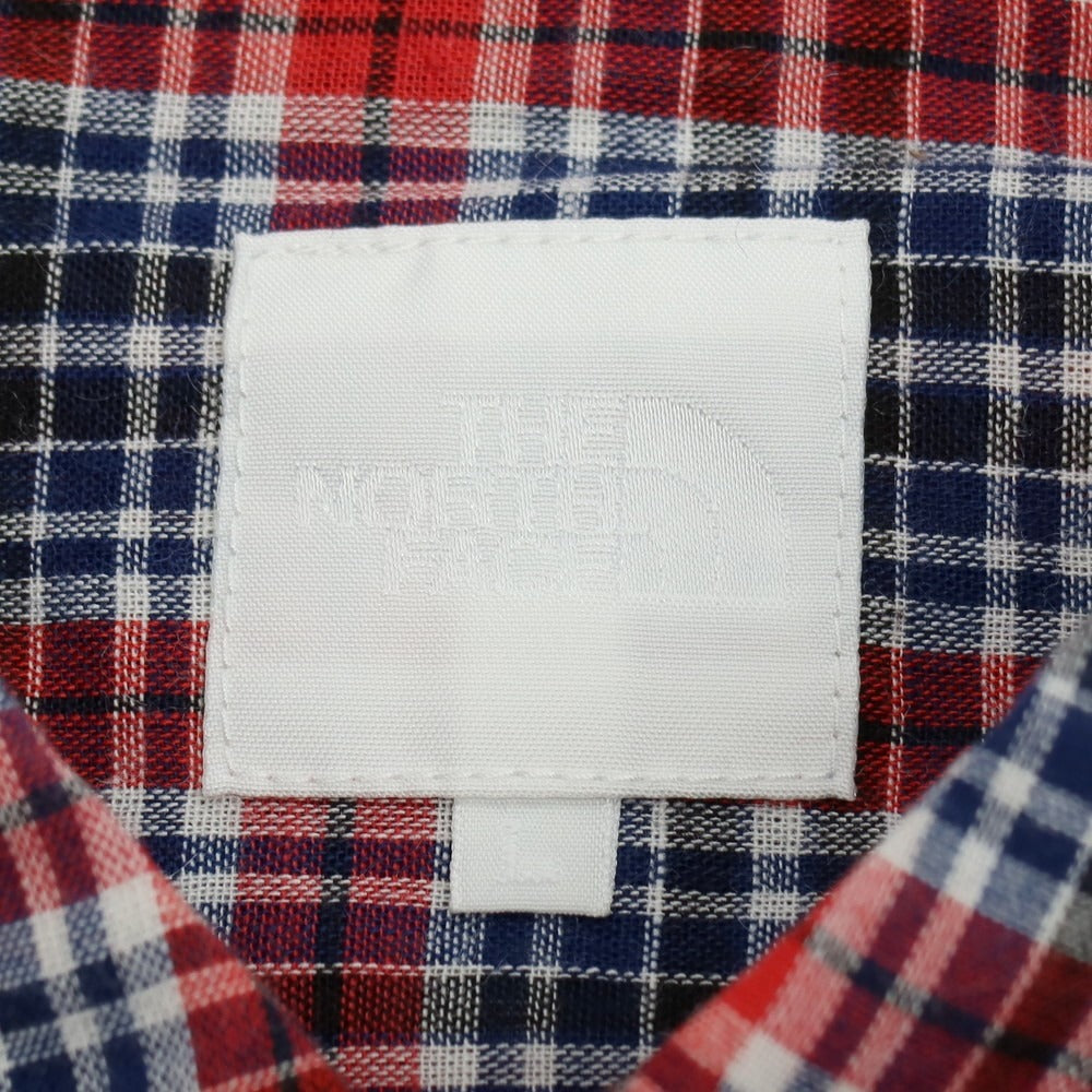 【中古】ザノースフェイス THE NORTH FACE ポリエステルコットンリネン チェック カジュアルシャツ レッドxネイビー【サイズL】【 状態ランクB 】【 メンズ 】