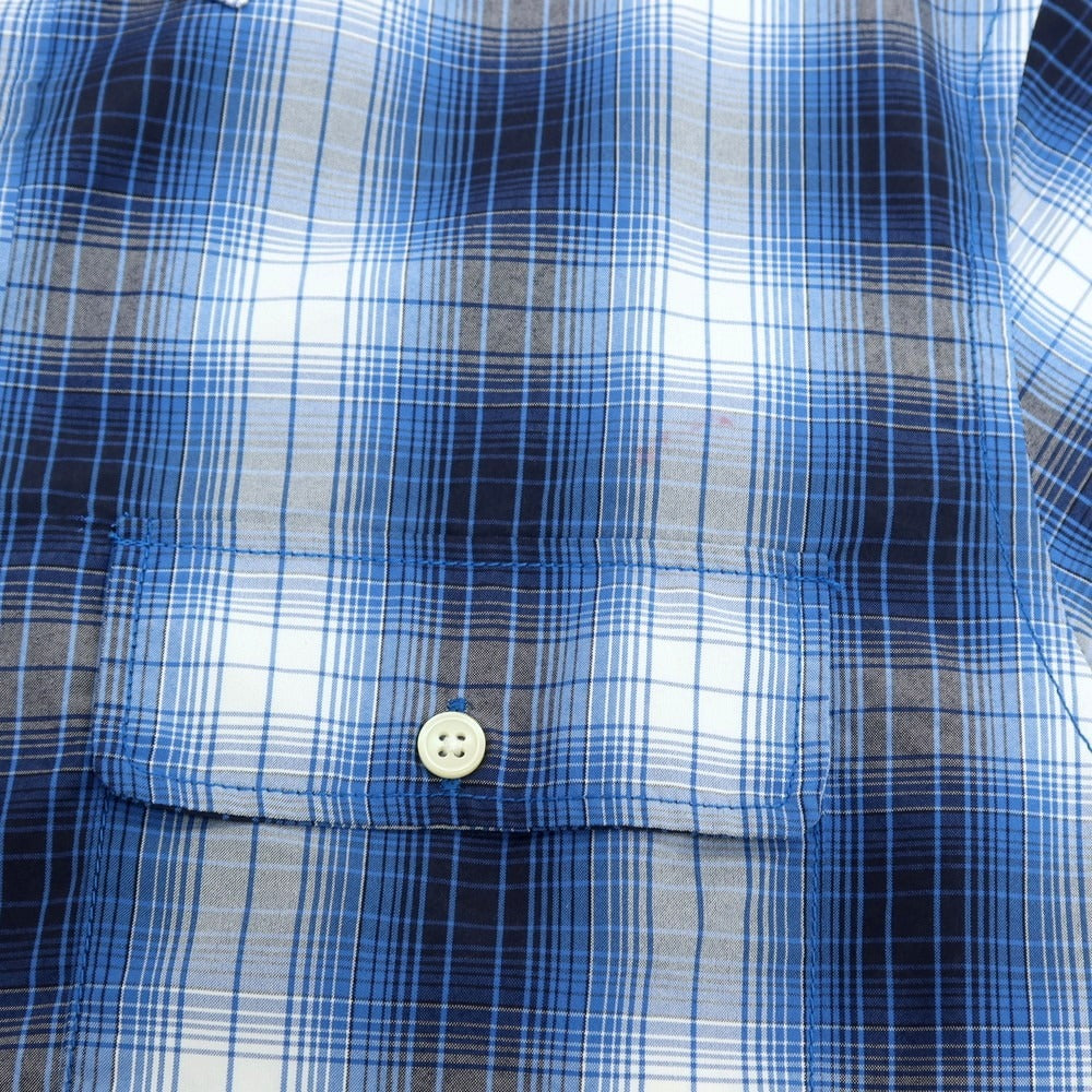 【中古】ザノースフェイス THE NORTH FACE ナイロンポリエステル チェック 半袖シャツ コバルトブルーxホワイト【サイズL】【 状態ランクB 】【 メンズ 】