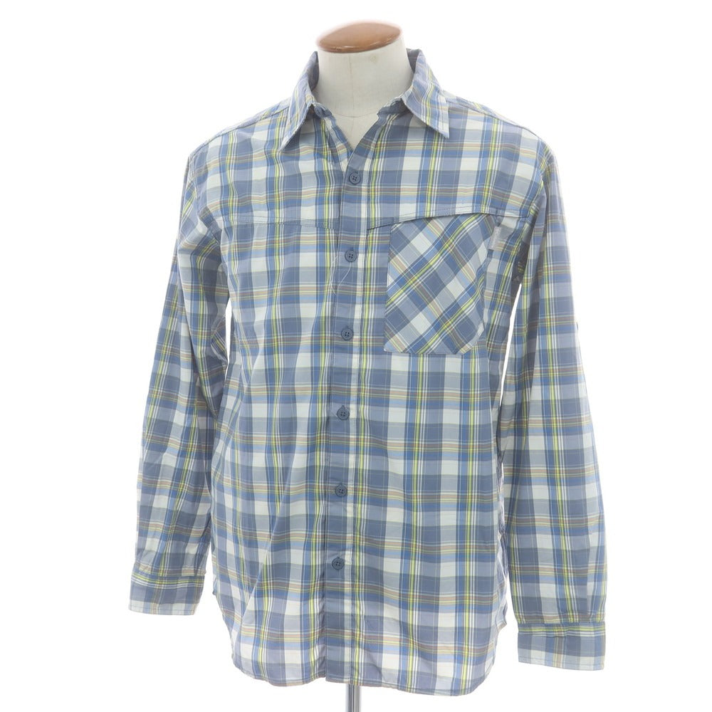 【中古】コロンビア Columbia INSECT BLOCKER ポリエステルナイロン チェック カジュアルシャツ ブルーグレーxホワイト×蛍光イエロー【 M 】【 状態ランクB 】【 メンズ 】