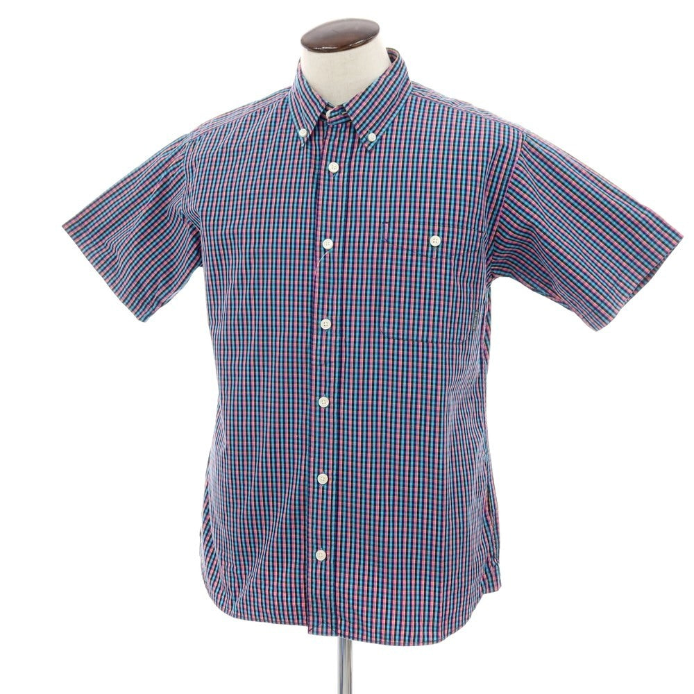 【中古】コロンビア Columbia コットン チェック ボタンダウン 半袖シャツ ブルーxピンク【サイズL】【 状態ランクB 】【 メンズ 】