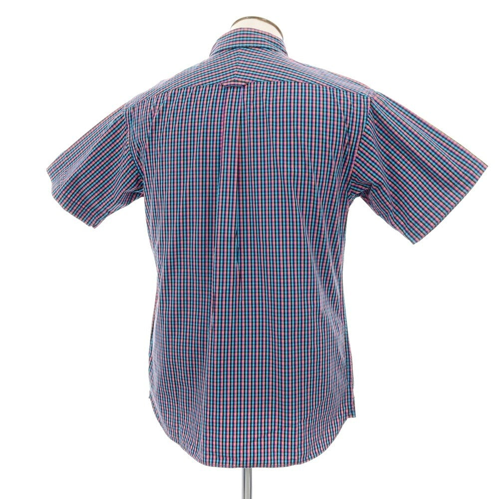【中古】コロンビア Columbia コットン チェック ボタンダウン 半袖シャツ ブルーxピンク【サイズL】【 状態ランクB 】【 メンズ 】