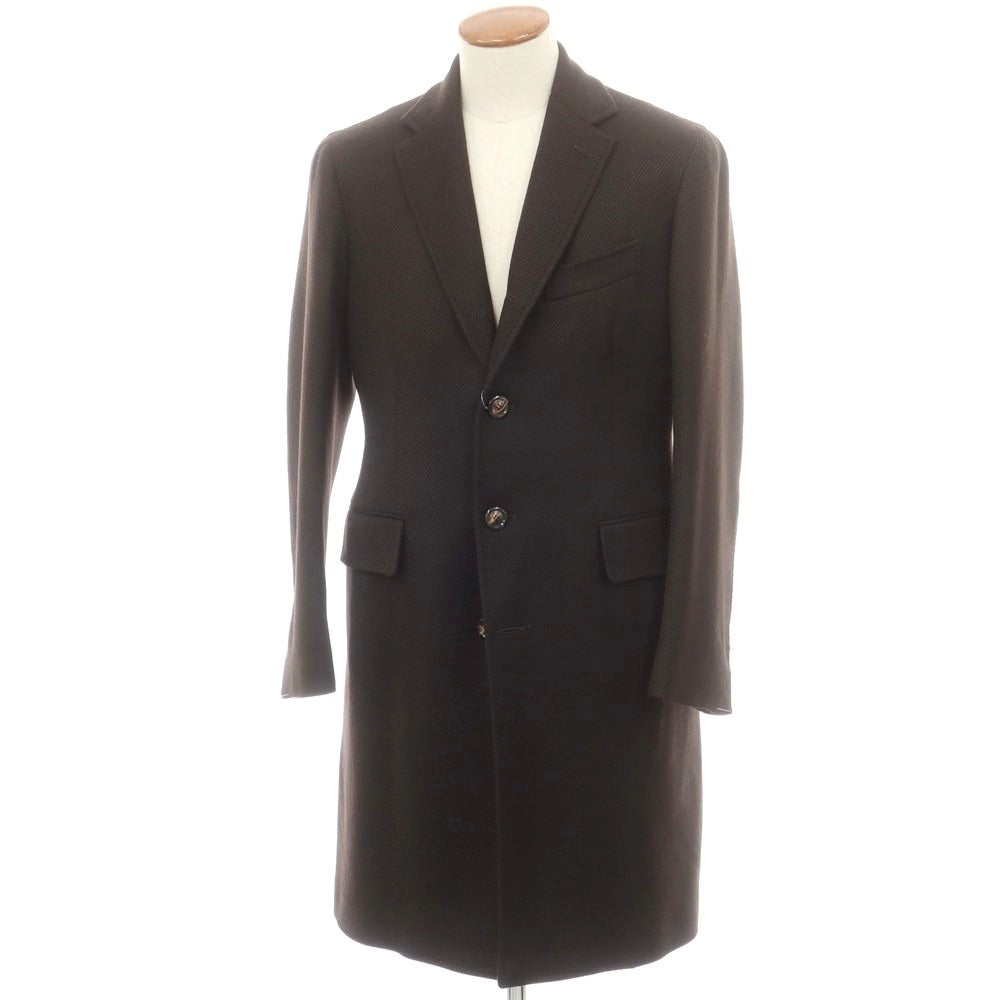 【中古】【未使用】スティレ ラティーノ STILE LATINO ウールカシミヤ チェスターフィールドコート ダークブラウン【 48 】【 状態ランクS 】【 メンズ 】
