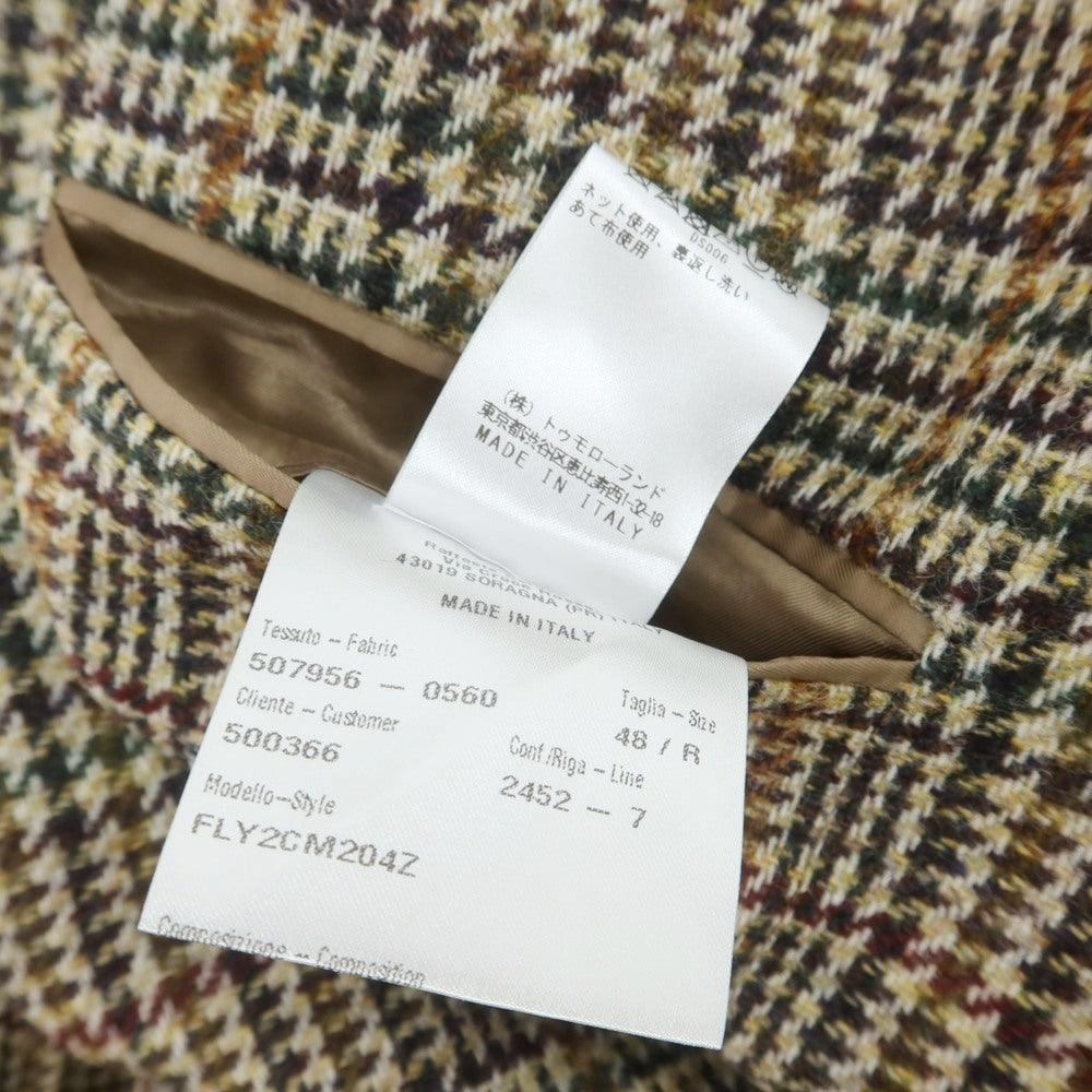 【中古】【未使用】カルーゾ CARUSO butterfly ウール チェック 2B テーラードジャケット カーキ系【 48 】【 状態ランクS 】【 メンズ 】