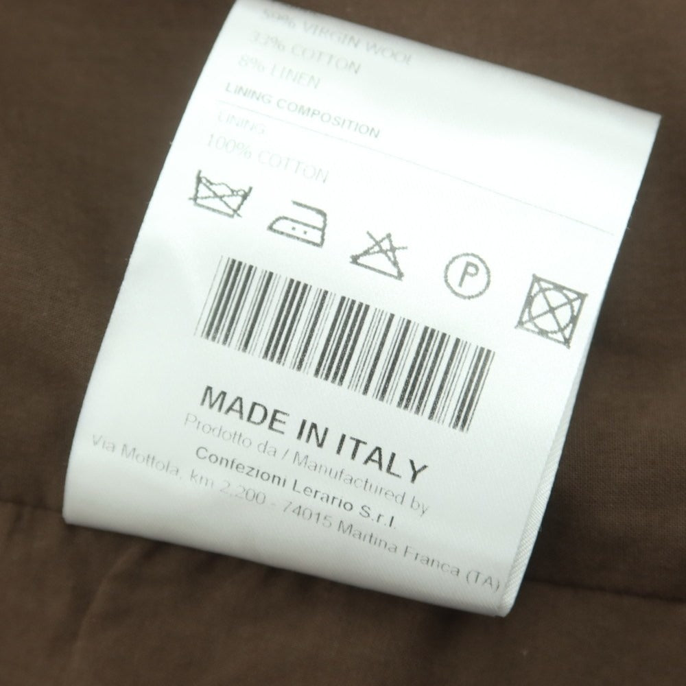 【中古】【未使用】タリアトーレ TAGLIATORE ウールコットン ハウンドトゥース柄 ドレス系ジレ ブラウンxベージュ【 50 】【 状態ランクS 】【 メンズ 】