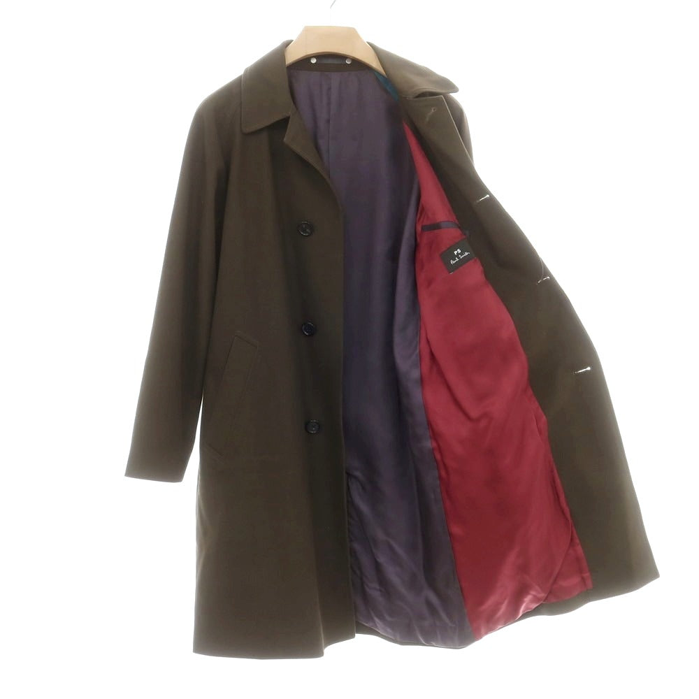 【中古】ピーエス ポールスミス PS Paul Smith ツイルコットン ステンカラーコート ダークオリーブ【 M 】【 状態ランクB 】【 メンズ 】