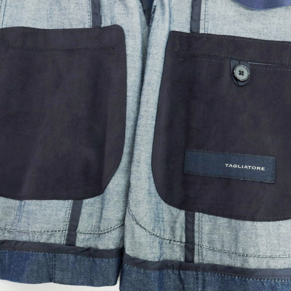 【中古】タリアトーレ TAGLIATORE コットン デニム 2B テーラードジャケット ネイビー【 44 】【 状態ランクB 】【 メンズ 】
