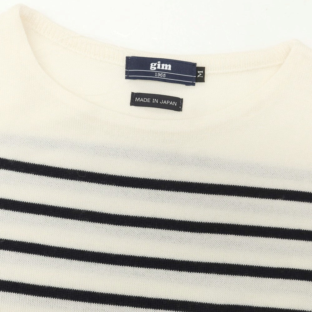 【中古】ジム gim ハイゲージウール プルオーバーニット オフホワイトxブラック【 M 】【 状態ランクB 】【 メンズ 】