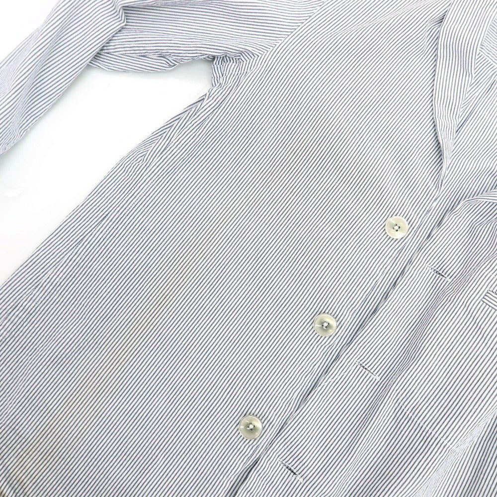 【中古】ラルディーニ LARDINI コットン ストライプ 3B カジュアルジャケット ホワイトxネイビー【 S 】【 状態ランクC 】【 メンズ 】