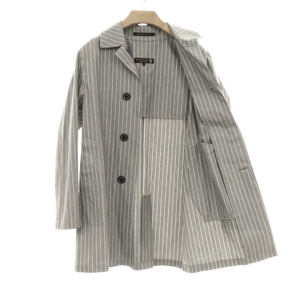 【中古】マッキントッシュ Mackintosh コットン ストライプ ステンカラーコート グレーxホワイト【 38 】【 状態ランクC 】【 メンズ 】