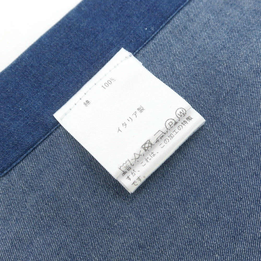 【中古】フィナモレ Finamore コットン ホリゾンタルカラー カジュアルシャツ ネイビーブルー【 39 】【 状態ランクB 】【 メンズ 】