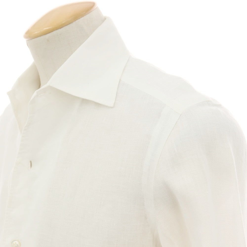 【中古】バルバ BARBA BARNEYS NEW YORK別注 リネン ワンピースカラー カジュアルシャツ ホワイト【サイズ38】【 状態ランクB 】【 メンズ 】
