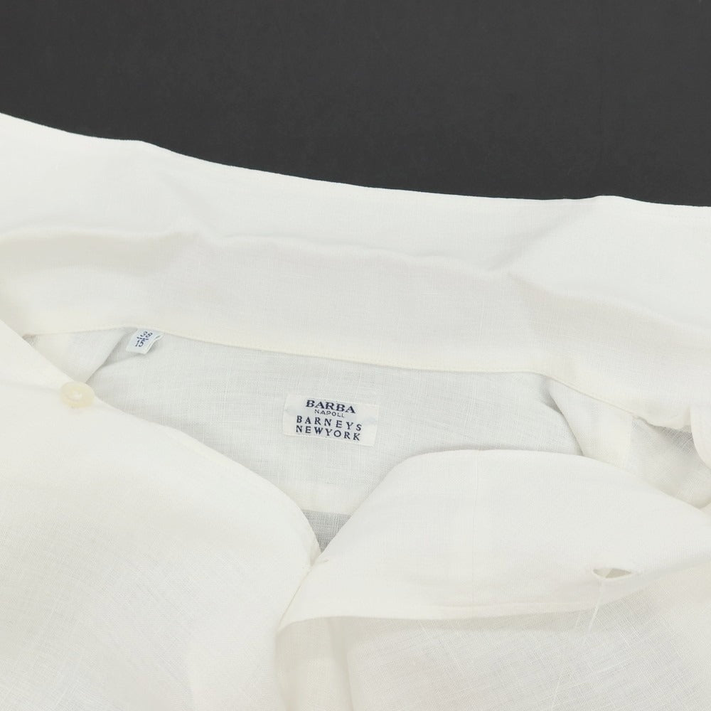 【中古】バルバ BARBA BARNEYS NEW YORK別注 リネン ワンピースカラー カジュアルシャツ ホワイト【サイズ38】【 状態ランクB 】【 メンズ 】