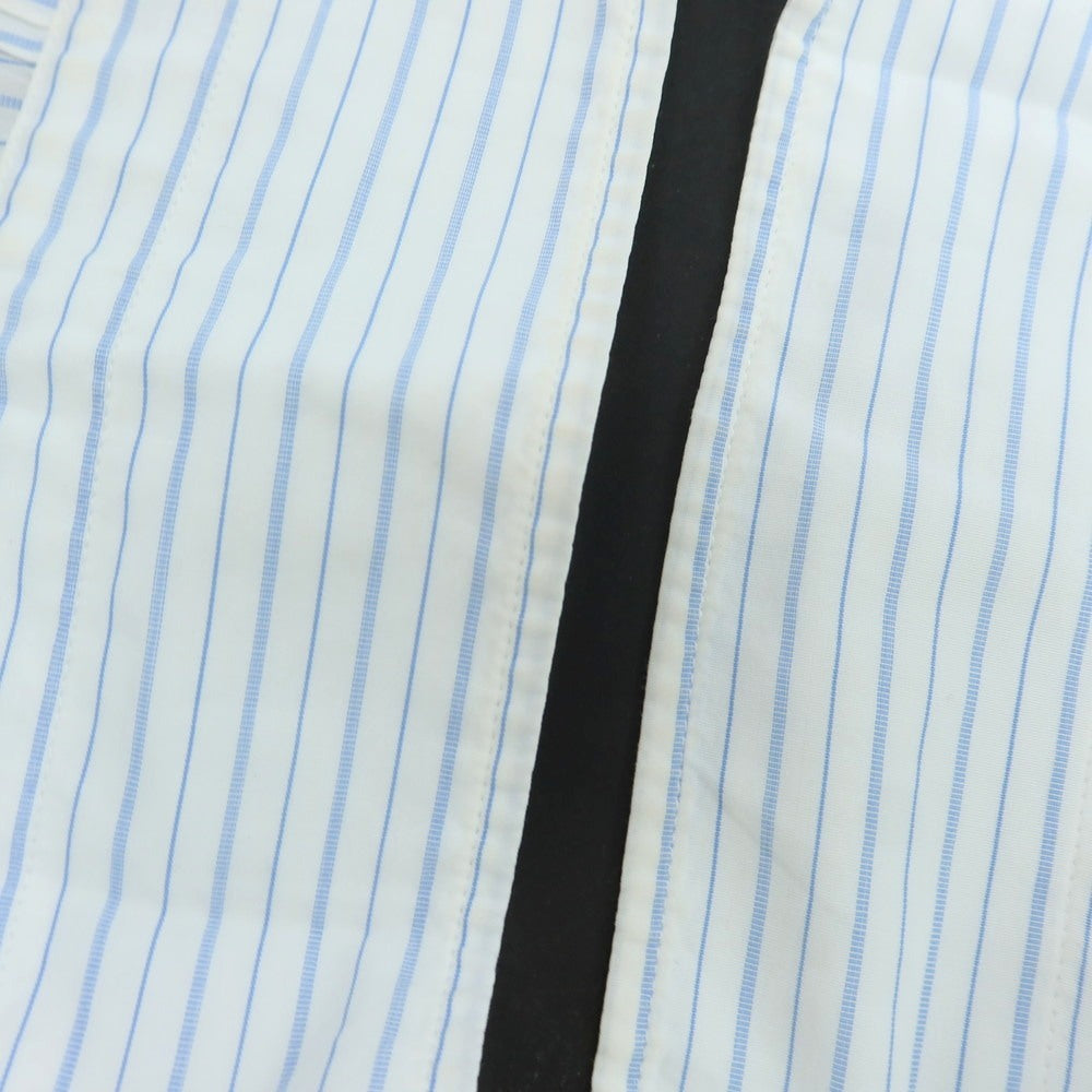 【中古】バルバ ダンディライフ BARBA DANDY LIFE コットン ストライプ ホリゾンタルカラー ドレスシャツ ホワイトxライトブルー【 38 】【 状態ランクC 】【 メンズ 】