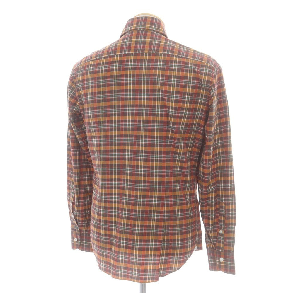 【中古】エリコフォルミコラ ERRICO FORMICOLA コットン チェック ワイドカラー カジュアルシャツ ブラウン系【 S 】【 状態ランクA 】【 メンズ 】