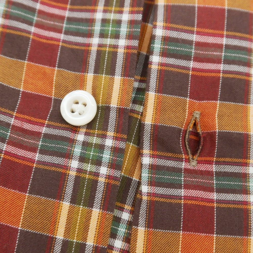 【中古】エリコフォルミコラ ERRICO FORMICOLA コットン チェック ワイドカラー カジュアルシャツ ブラウン系【 S 】【 状態ランクA 】【 メンズ 】