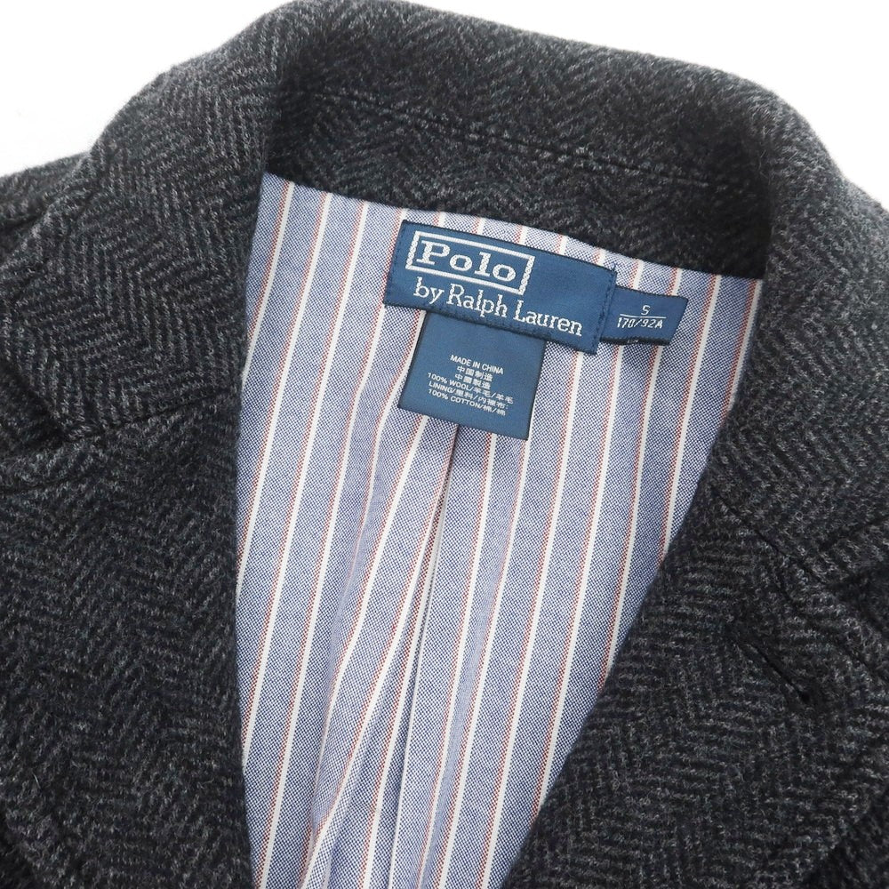 【中古】ポロ ラルフローレン Polo Ralph Lauren ウール ヘリンボーン 3B カジュアルジャケット ブラックxグレー【 S 】【 状態ランクA 】【 メンズ 】