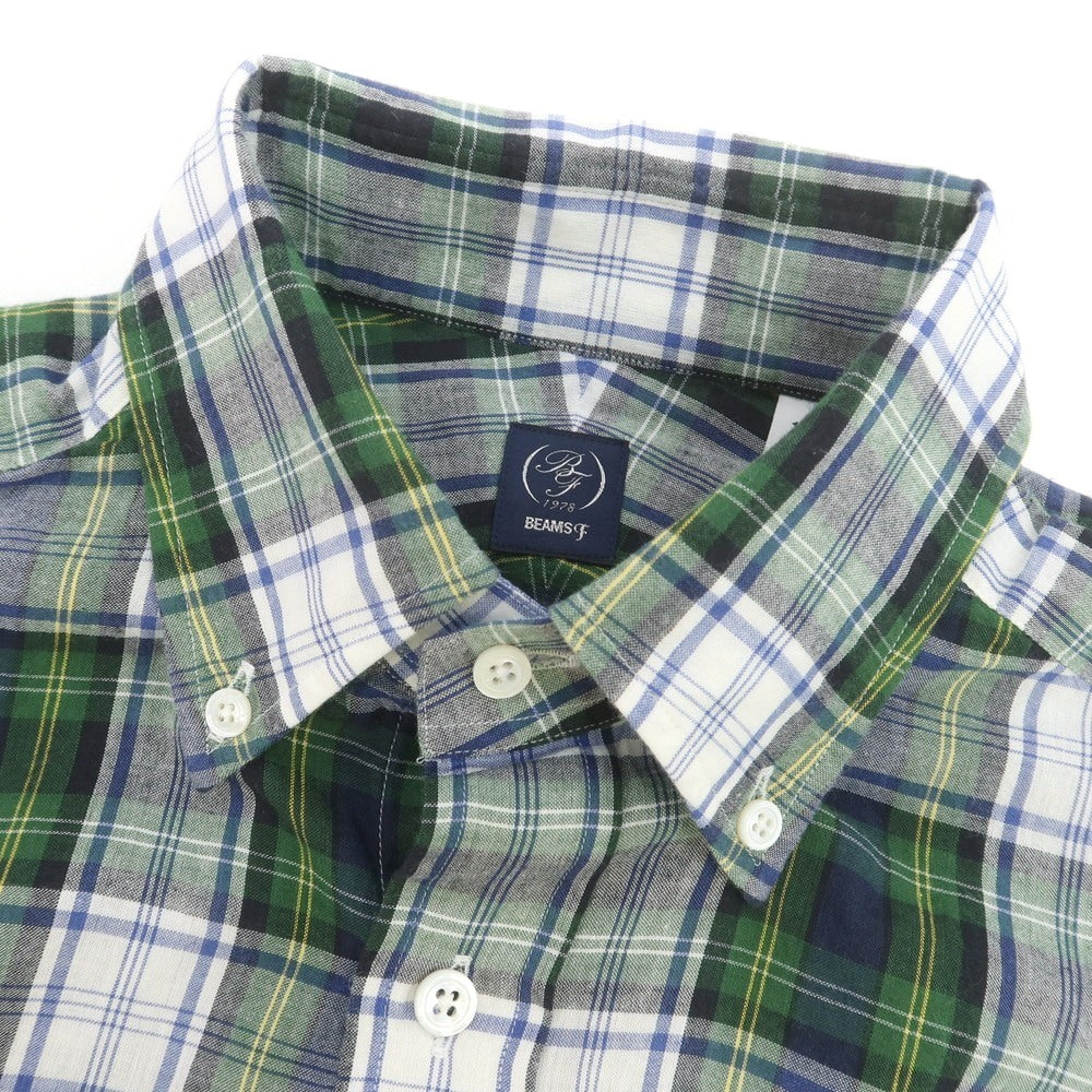 【中古】ビームスエフ BEAMS F コットン系 チェック ボタンダウン カジュアルシャツ グリーンxネイビー【 39 】【 状態ランクB 】【 メンズ 】